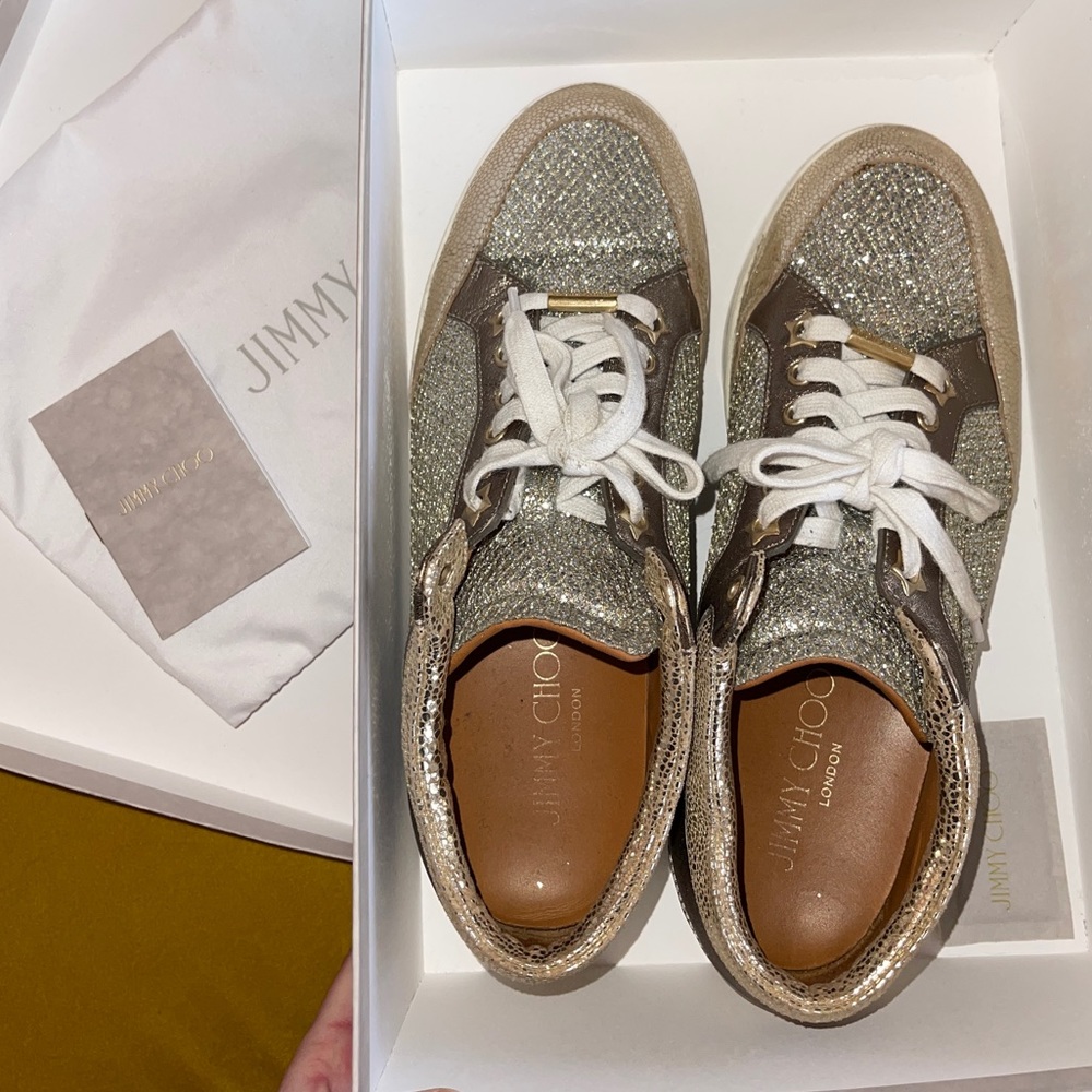 Jimmy Choo Miami Champagne Glitter Trainers